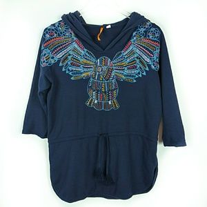 Anthropologie Saturday Sunday navy embroider top